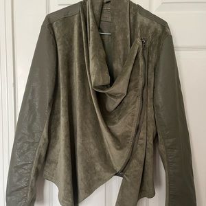 Anthropologie jacket leather & suede green - LARGE💚